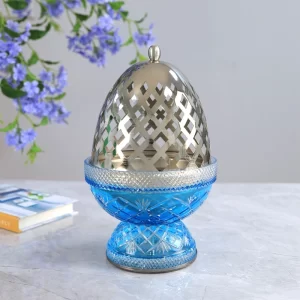 مبخرة ملكي فاخر – ستانلس ستيل – ازرق – 17×29 سم